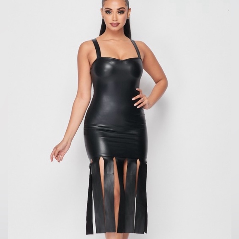Faux Leather midi dress